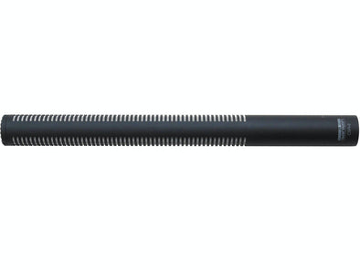 This is a photo of the Sanken CSR-2 microphone. It is shown on its side. The microphone is black.