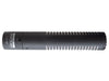 This is a picture of the Sanken CS-M1 shotgun microphone. It is front facing in a horizontal position. It is black in colour. It has a Sanken logo on the front.